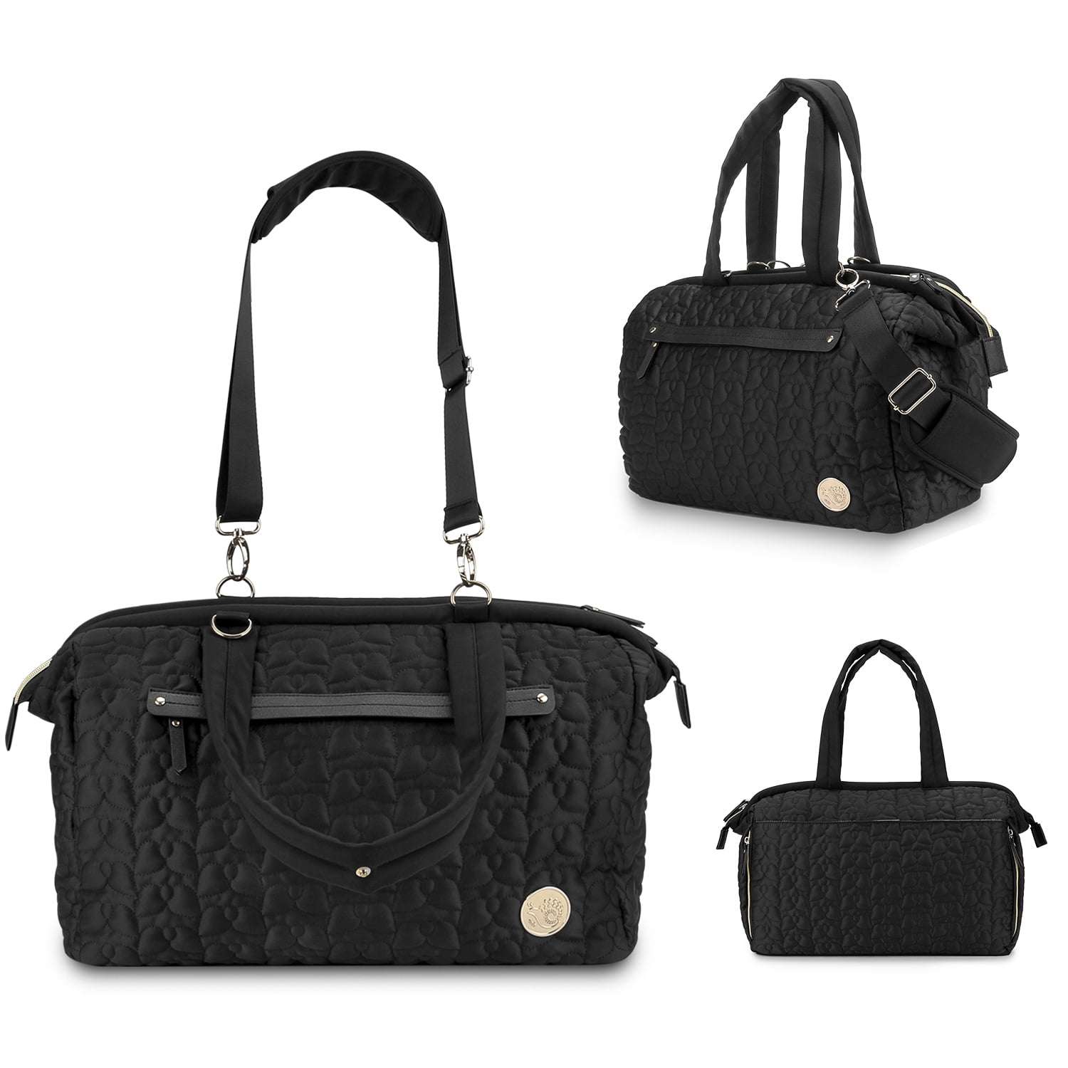Lmbabter Versatile Herringbone Fabric Large Tote Diaper Bags, Gray