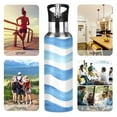 thumbnail image 5 of Blue Wavy Line Watercolor Sports Bottle with Straw Stainless Steel Water Jug Portable Thermal Cup Leak-proof 1000ML, 5 of 9