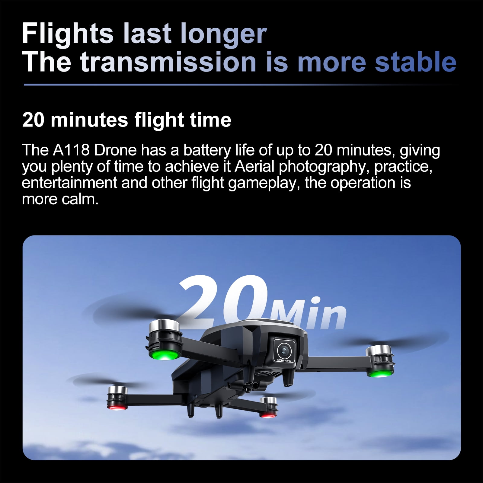 HNZENBW A118 8K RC Drone with Dual Camera for Kids & Adults,Optical Flow & Cool Lights,Brushless Motor & 2 Batteries