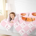thumbnail image 3 of Erosebridal Sport Basketball Print Twin Bedding Sets 7-Piece for Girls,Kawaii Plaid Bowknot Bedding Comforter Set for Kids Teens,Pink Reversible,Luxury Bedroom Decor, 3 of 6