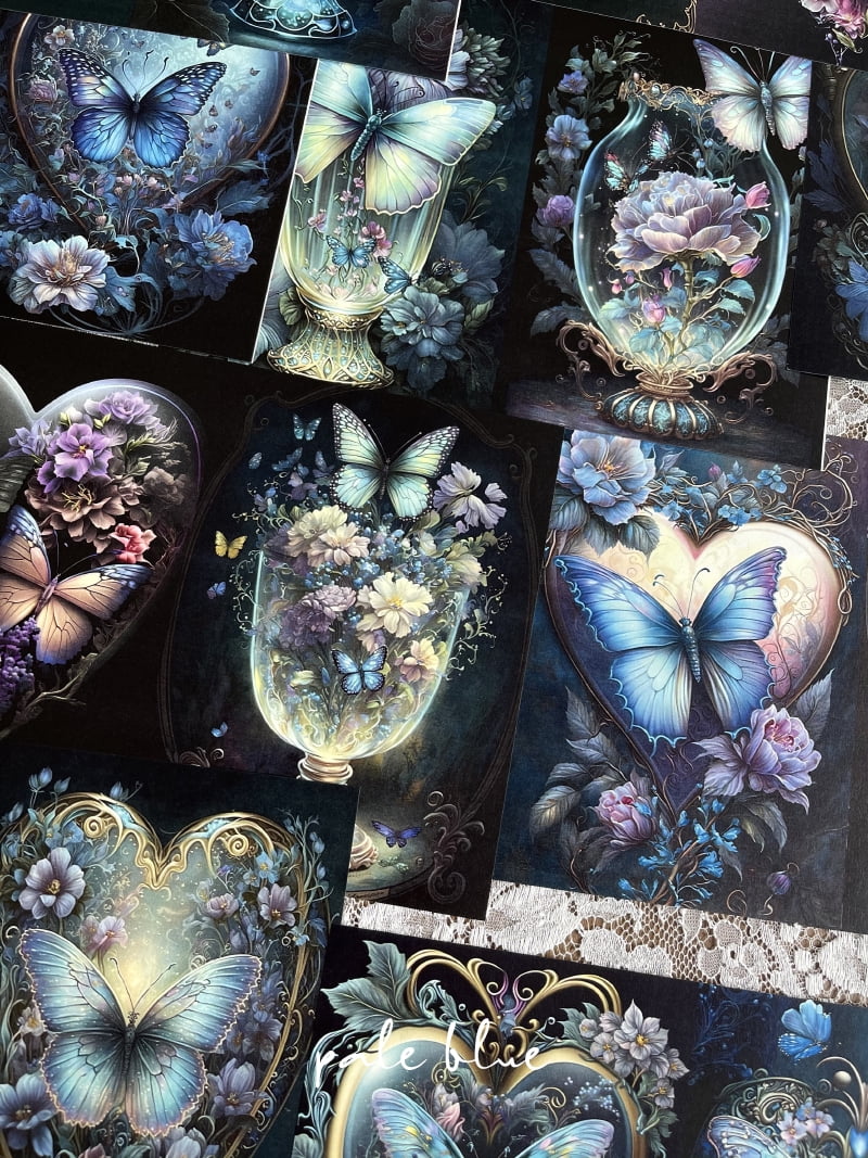 Vintage Butterfly and Window Scrapbook Paper - DIY Junk Journal Material for Creative Crafting