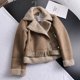 thumbnail image 1 of Chaqueta de piel de oveja sintética para mujer, Parka gruesa, cálida, de gamuza, abrigo corto de motociclista, Invierno, 1 of 5