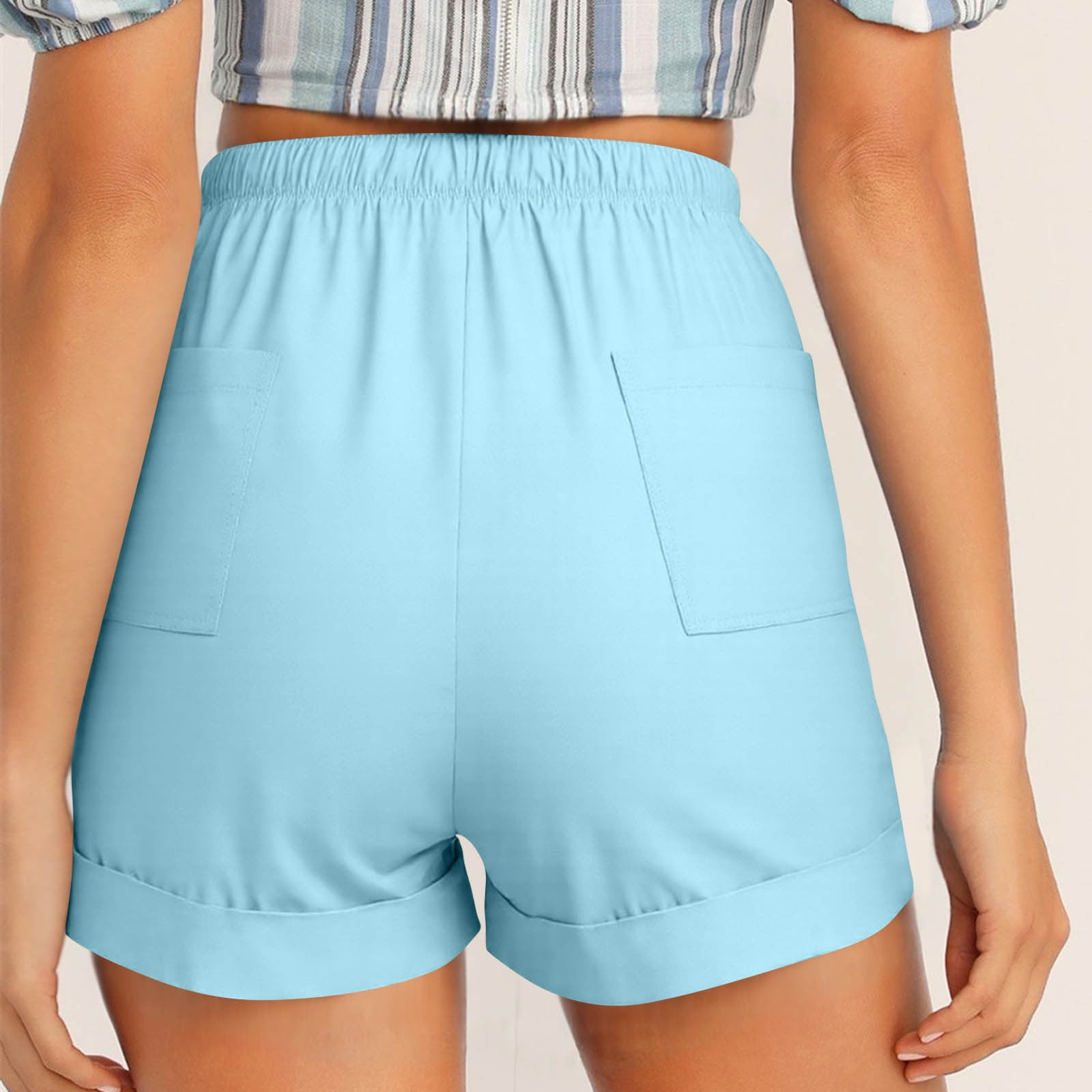 CQONEPT Womens Shorts Leisure Baggy Drawstring Twill Chino Short