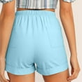 thumbnail image 5 of Olyvenn Womens Shorts Casual 2025 Summer Beach Drawstring Shorts with Pockets 5 Inch Loose Cute Vacation Trendy Lounge Clothes Light Blue XL, 5 of 9