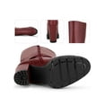 thumbnail image 2 of BLISSFUL STEP Women's Ankle Boots Faux Leather Knee High Buckle Chunky Heel Zip Up Boots Burgundy 8, 2 of 6
