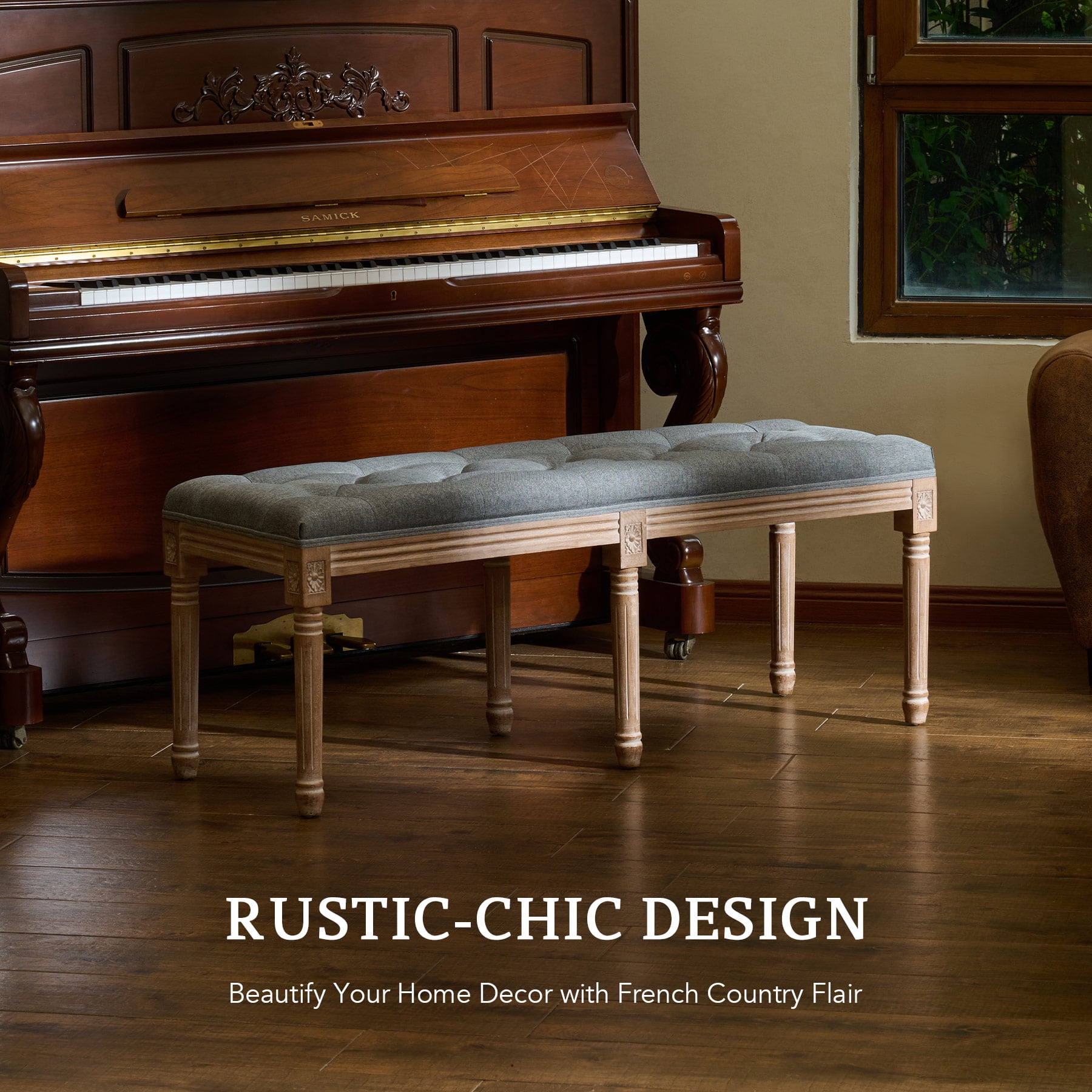 Bestco Bedroom Ottoman Bench for Entryway Living Room 48" Vanity Seat