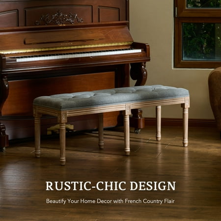 Bestco Bedroom Ottoman Bench for Entryway Living Room 48" Vanity Seat with Tufting Gray