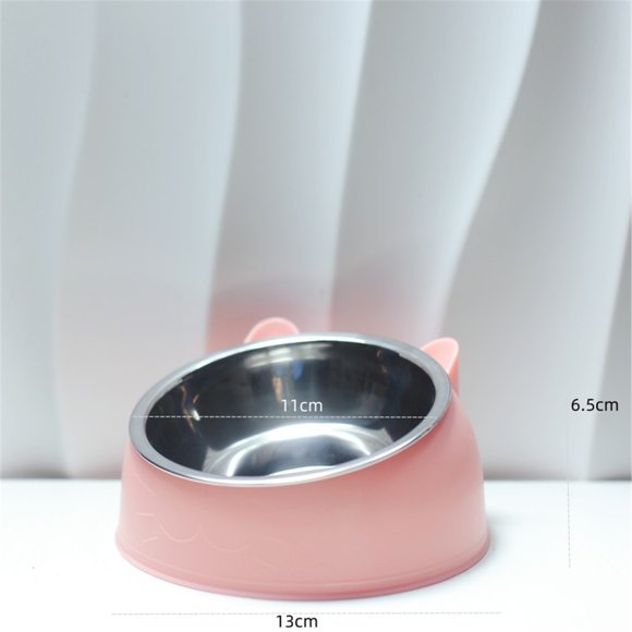 Lot de 4 Bols pour Animaux Inclinés à 15° en Acier Inoxydable avec Design Oreilles de Chat - Capacité de 200ml, Noir & Blanc, Base Antidérapante, Détachable pour un Nettoyage Facile - Convient aux Chats, Chiens, Lapins & Petits Animaux