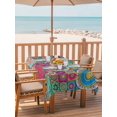 thumbnail image 2 of Outdoor Tablecloths with Umbrella Hole & Zipper, Colorful Ethnic Tablecloth Rectangle 60x84 Inch, National Modern Geometric Red Green Waterproof Table Cloth, Patio/Pool/Picnic Table Covers, 2 of 8