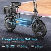 1000W Peak Motor Electric Scooter for Adults, 25MPH Top Speed, 35 Miles Max Range, 48V 15Ah Battery, E Scooter with Seat, Dual Suspension, 14 Foldable E-Scooter with Rear Box for Cargo