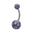 thumbnail image 1 of Fimo Beads Purple Flower Design Belly Ring, 1 of 6