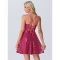 thumbnail image 3 of DARING DIVA Sequin Backless Dress with Spaghetti Straps XS Hot Pink, 3 of 6