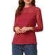 thumbnail image 1 of INSPIRAR CHIC Blusas Casuales de Cuello Redondo para Mujeres con Encaje Floral de Manga Larga de Chifón Tallas M Rojas, 1 of 6
