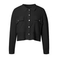 thumbnail image 4 of TYGHBN Womens Western Jacket Womens Casual Cropped Jackets Button Down Long Sleeve Shirts Jacket with Pockets Casual Jackets for Women for Winter Fuzzy Zip up Hoodie Women Knit Sweatshirt Band Tees, 4 of 5
