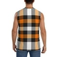 thumbnail image 4 of JUNZAN Orange Plaid Men's Sleeveless T Shirts,Sleeveless Muscle Shirts,Sizes S-3XL, 4 of 8