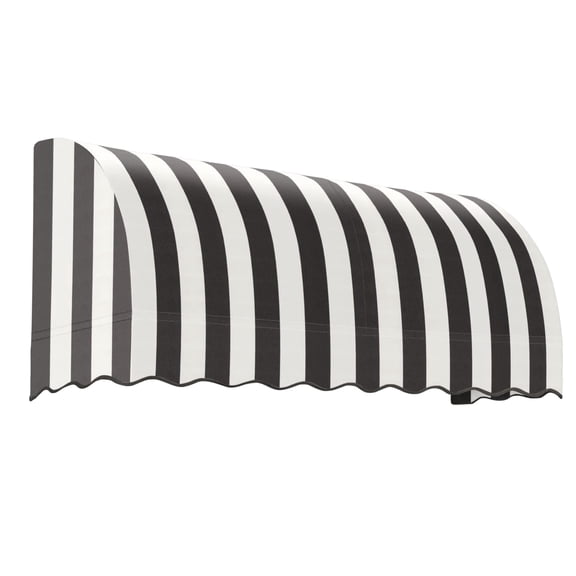 Awntech 6.38 Ft Savannah Waterfall Closed-Sides Awning Canopy (76.5in x 44in x 36in), Black/White Stripe