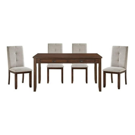 Pemberly Row 5-piece Wood Dining Set with 1 Table/4 Side Chairs in Cherry
