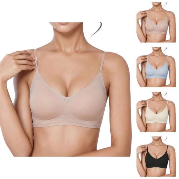 Push Up Bras for Women Comfortable V Neck Seamless Wireless Padded Bralettes Tshirt Bra