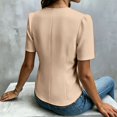 thumbnail image 4 of Kaemgyyd Shirts for Women Dressy Ruffle Front Round Neck Top Button up Short Sleeve Business Casual Summer Blouse, 4 of 6