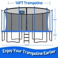 thumbnail image 4 of Kacho Trampoline 16FT, 1500LBS Trampoline for Kids Adults, Backyard Trampoline with Enclosure Net, Heavy Duty Outdoor Trampoline with Basketball Hoop, Ladder, No Gap Design, 4 of 7