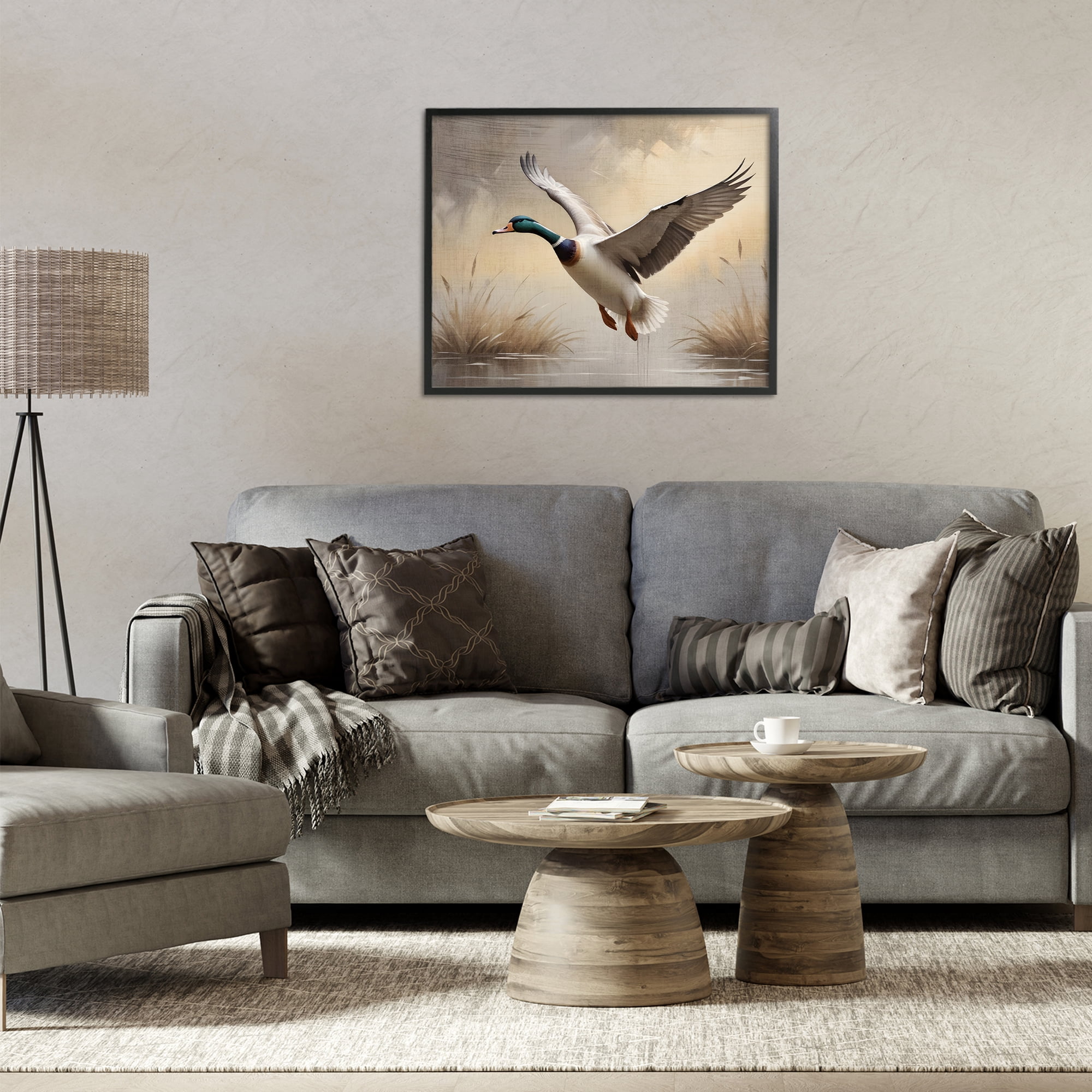 Stupell Industries Gliding Mallard over Wetlands Black Framed Giclee Art, design by Susan Arnot
