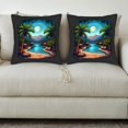 thumbnail image 3 of Set of 2 18x18in Throw Pillow Covers - Tropical Landscape Design with Moonlit Palm Trees Perfect for Couch Bed or Car Decor, 3 of 8