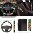 thumbnail image 5 of Yuyamidu Colorful Hibiscus Car Seat Covers Full Set of 15 Palm Leaves Car Floor Mats Steering Wheel Cover Safe Belt Pads Handbrake Cover Set Coasters, 5 of 6
