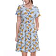 thumbnail image 1 of Bixox Robe d'Été à Manches Courtes pour Femmes Robe Ample Longueur Genou avec Poches-Mignonne Paresseux, 1 of 7