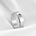 thumbnail image 4 of 6mm Black Cross Band Titanium Steel Women's Silver/Gold Spinner Ring Size 6-10, 4 of 6