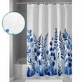 thumbnail image 3 of Small Stall Shower Curtain 36x72 Inch Narrow Half Size Blue Botanical Blossom Bath Curtains Bathroom Decor Spring Floral Summer Leaf Waterproof Fabric Shower Curtain Set with Hooks 36 Inch, 3 of 6