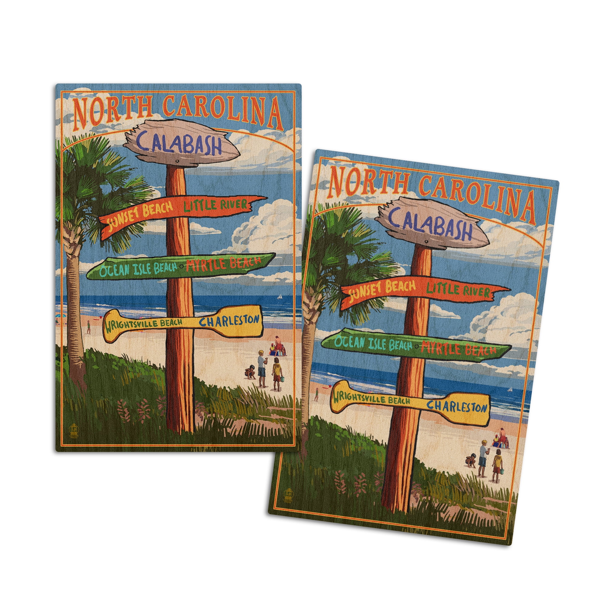 Calabash, North Carolina, Sign Destinations (4x6 Birch Wood Postcards
