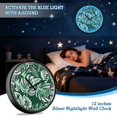 thumbnail image 6 of Dailycode Night Light Wall Clock Glow in The Dark 12 inch Battery Operated Silent Luminous Clocks, Emerald White Tropical Leaves, 6 of 6