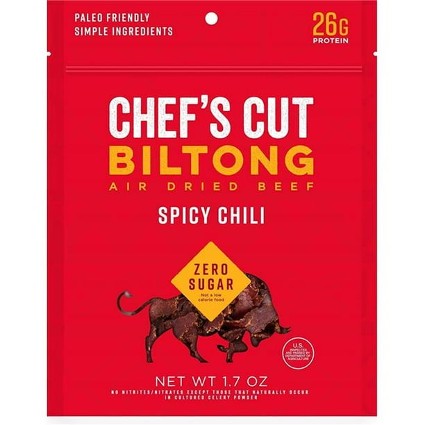 Chefs Cut Real Jerky 9580032 1.7 oz Biltong Dried Beef, Spicy Chili