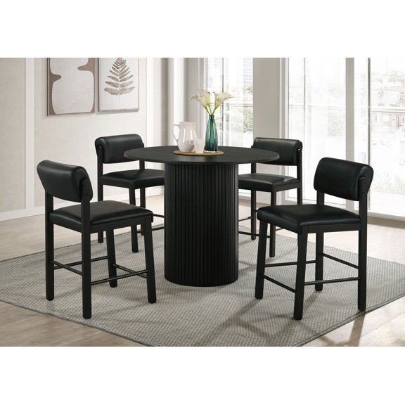 Coaster Hamlyn 5-Piece Round Wood Counter Height Dining Set, Black