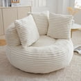 thumbnail image 5 of Aukfa 45" Oversized Round Bean Bag Chair, Deep Seat Lounger with 3 Pillows, No Assembly Sofa, Beige, 5 of 8