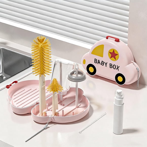 Juego de cepillos para biberones maoutrkdce con rotación de 360 grados, color rosa