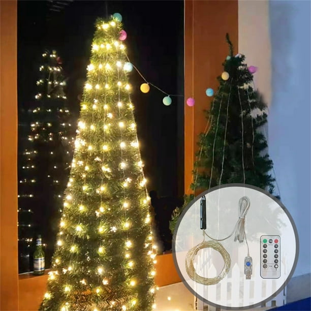 Fiudx Luces Led para Árbol de Navidad, con Control Remoto, Modos Ajustables, Impermeables para Uso En Interiores y Exteriores, Decoración para Fiestas, Luces de Mesa para Bodas, Juego de 10, 120 Cm,