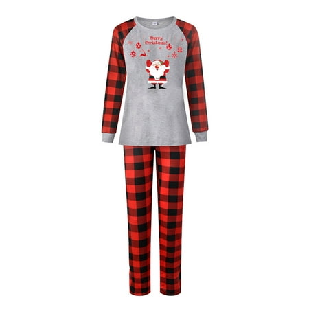 

women Christmas pajamas for family matching outfits son daughter sets soft Red Parent-child Attire Christmas Suit Patchwork Printed Homewear Long Sleeve Pajamas Two-pi