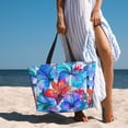 thumbnail image 3 of Wukai Bright Flowers Print Zipper Bag,large Beach Tote Bag,Waterproof Sandproof Bag,Grocery and Picnic Tote Travel Bag, 3 of 5