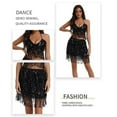 thumbnail image 4 of Two Piece Skirt Set Belly Dance Performance Jazz Sleeveless Solid Tassel Top Skirt Suit Womens Summer Outfits Black L, 4 of 4