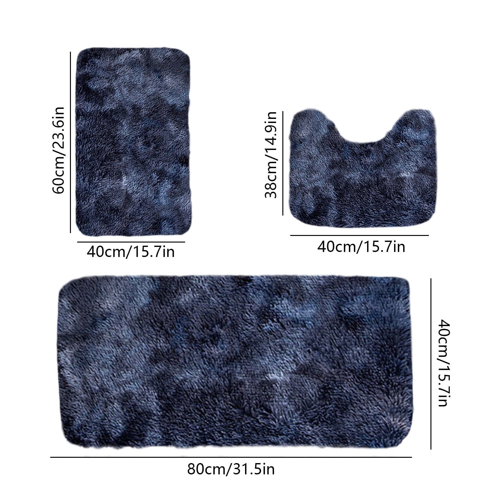 InsCrazy Bathroom Rugs Sets 3 Piece Mixed Color Bath Mats 3 Set Winter Toilet Mats Universal Soft Water Absorption Non-Slip Thick Machine Washable Easy To Dry Dark Bath Decor