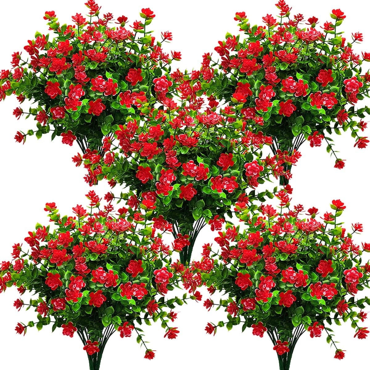 24 Bundles Artificial Flowers Outdoor UV Resistant Fake Plants Indoor Outside Hanging Planter DIY Home Garden Decor (Purple)