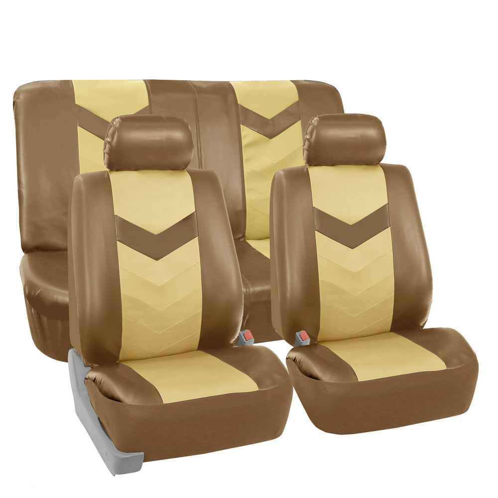 FH Group Faux Leather Synthetic Leather Auto Seat Cover, 2 Headrests