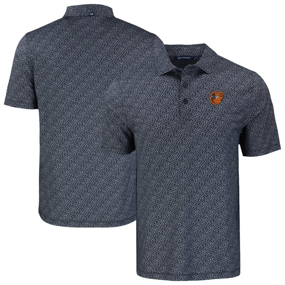 Men's Cutter & Buck Black Baltimore Orioles Pike Eco Pebble Print Stretch Recycled Polo