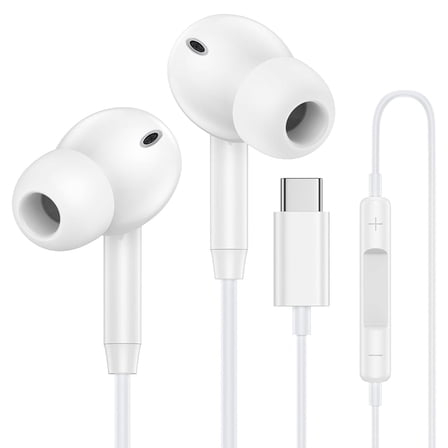 Keai USB C Earbuds Wired In-Ear Headphones with HiFi Stereo Sound, Microphone and Volume Control, Compatible with iPhone 17/16/15 Series Samsung Type-C Devices