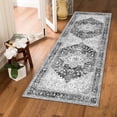 thumbnail image 7 of Washable Runner Rug, 2x5 Non-Slip Boho Vintage Hallway Rug Runner with Rubber Backing, Stain Resistant & Low Pile Faux Wool Distressed Carpet Runner for Bedroom, Kitchen, Laundry, Entrance, 7 of 7