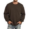 thumbnail image 5 of Leidass Mens Oversized Crewneck Fleece Sweatshirt Long Sleeve Pullover Fall Winter Casual Work Top Brown S, 5 of 7