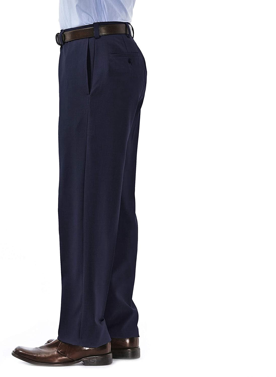 Haggar Men s Eclo Stria Expandable Waist Plain Front Dress Pant Mocha 40x29  - Walmart.com