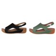 thumbnail image 1 of (2-Pack) Rinsvye Women Summer Retro Solid Color Leather Look Platform Wedge Sandals Open Toe Big Size Footwear Ladies Summer Shoes, 1 of 9