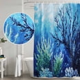 thumbnail image 5 of Xipuska Blue Green Coral Shower Curtain - Water Repellent Fabric Shower Curtains Washable, Summer Watercolor Ocean Plant Decorative Polyester Cloth Bathroom Curtains Modern Bath Decor 36"x72", 5 of 6